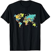 Countries of The World, Geographic World Map T-Shirt