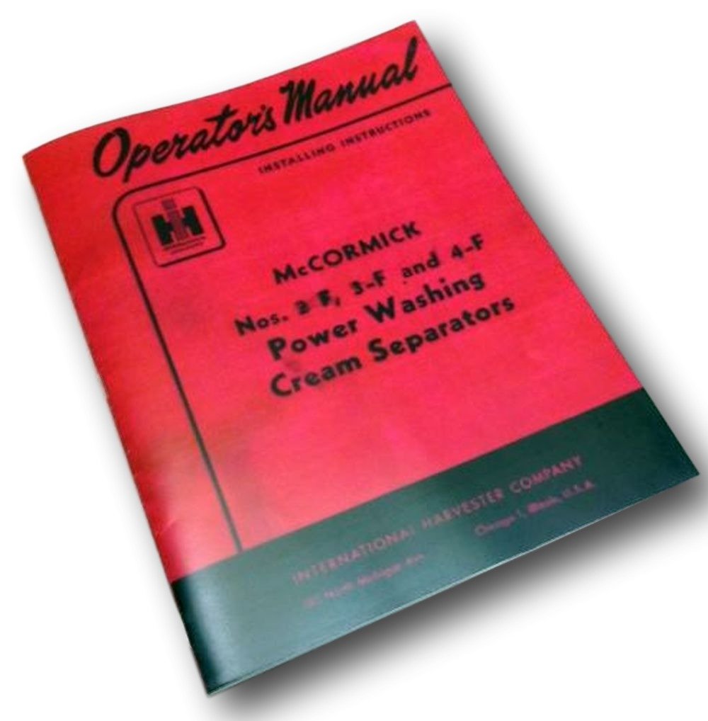 Amazon.com: Mccormick Cream Separator Owners Operators Manual 2-F 3-F 4-F  Power Wash Full: Industrial & Scientific