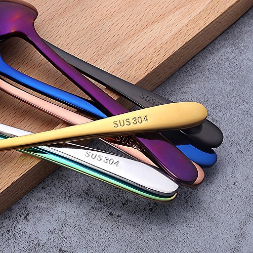 image for ZTTONE Spoon,Colorful Spoon Handle Spoons Flatware Ice Cream Drinking 