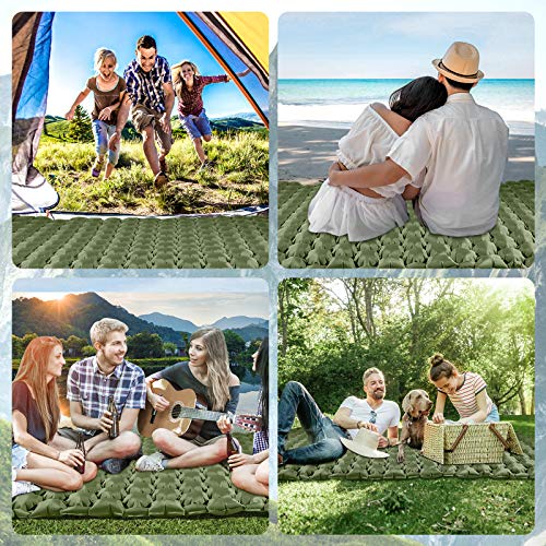 VOLADOR Double Sleeping Pad, Foot Pump Inflating Camping Mat for Two Person, Portable Outdoor Inflatable Air Mattress for Backpacking Hiking, Travel, Tent
