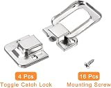 Sourcing Map 4Pcs Toggle Catch Lock 1.57 x 1.06 Silver Iron Hasp Clasp view 3