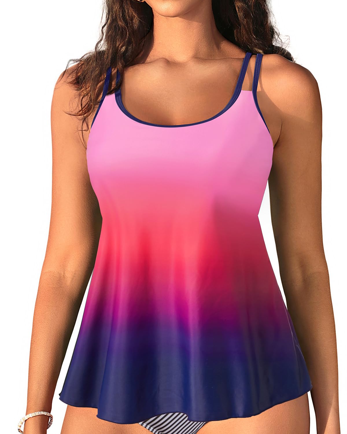 Womens Flowy Tankini Tops Only - Modest Bathing