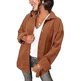 Women's Brushed Plaid Shirts Long Sleeve Flannel Lapel Button Down Cardigan Boyfriend Shacket Jacket Coats