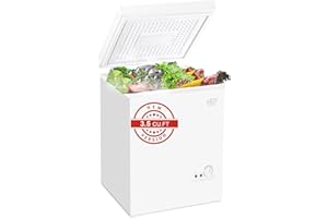 KRIB BLING Chest Freezer 3.5 Cu.Ft Mini 7 Gears Temperature Control Compact Deep Freezer with Top Open Door and Removable Storage Basket White