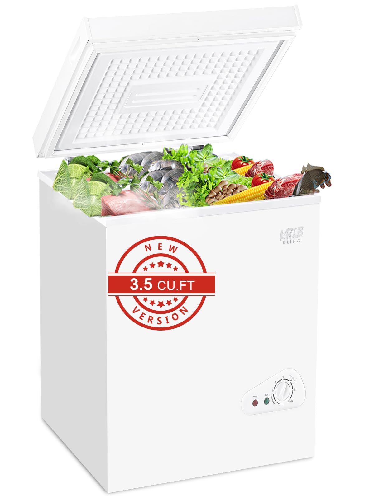 Chest Freezer 3.5 Cu.Ft Mini 7 Gears Temperature Control Compact Deep Freezer with Top Open Door and Removable Storage Basket White