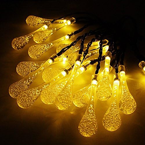 Ksleder Solar Outdoor String Lights, 16ft 20 LEDs Tear Drop Style Solar String Fairy Lights Starry Lights, for Indoor/Outdoor, Garden, Patio, Yard, Home, Christmas etc, Yellow
