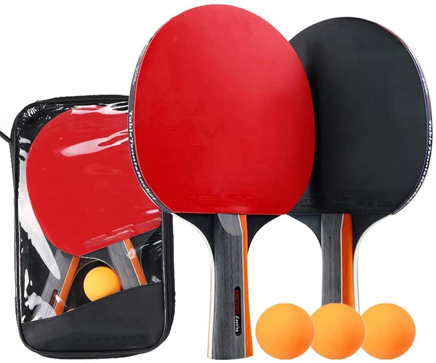 Symagalbst Table Tennis Bats Set, Professional Ping Pong Bats Set with 2 Paddle , 3 Table Tennis Balls and 1 Bag, Ideal for Beginners, Professionals Indoor Outdoor Play
