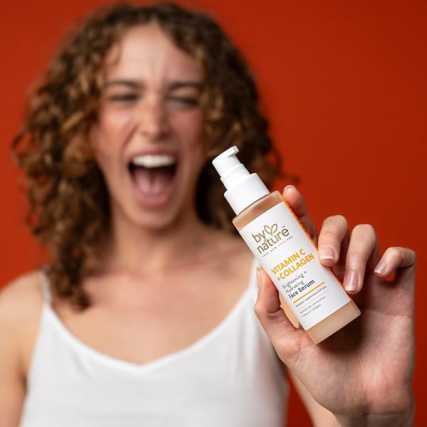 BY NATURE VITAMIN C + COLLAGEN FACE SERUM – RESTORE AND ENERGIZE TIRED SKIN WITH BRIGHTENING VITAMIN C, PLUMPING COLLAGEN, PLUS TEXTURE ENHANCING TURMERIC – PREMIUM SKIN CARE SERUM FOR FACE – 3FL. OZ.