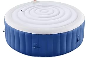 LFUTARI 5.4 Ft Inflatable Hot Tub Cover - Energy Saving Lid for Round Hot Tub - Foldable Protective Rain Overflow Cover for Outdoor Inflatable Hot Tub