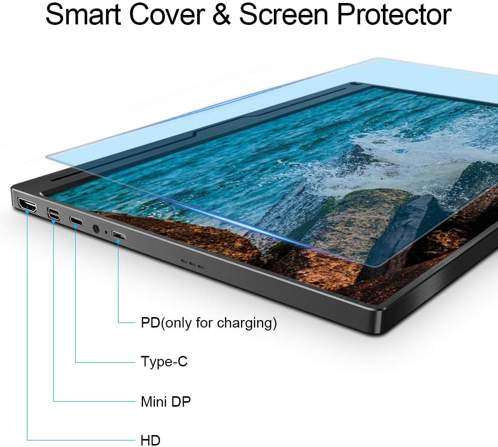 Portable Monitor, Upgraded 15.6" IPS HDR 19201080 FHD Eye Care Screen USB C Gaming Monitor, Dual Speaker Computer Display HD Type-C VESA for Laptop PC MAC Phone Xbox PS4 Smart Case & Screen Protector: Computers & Accessories