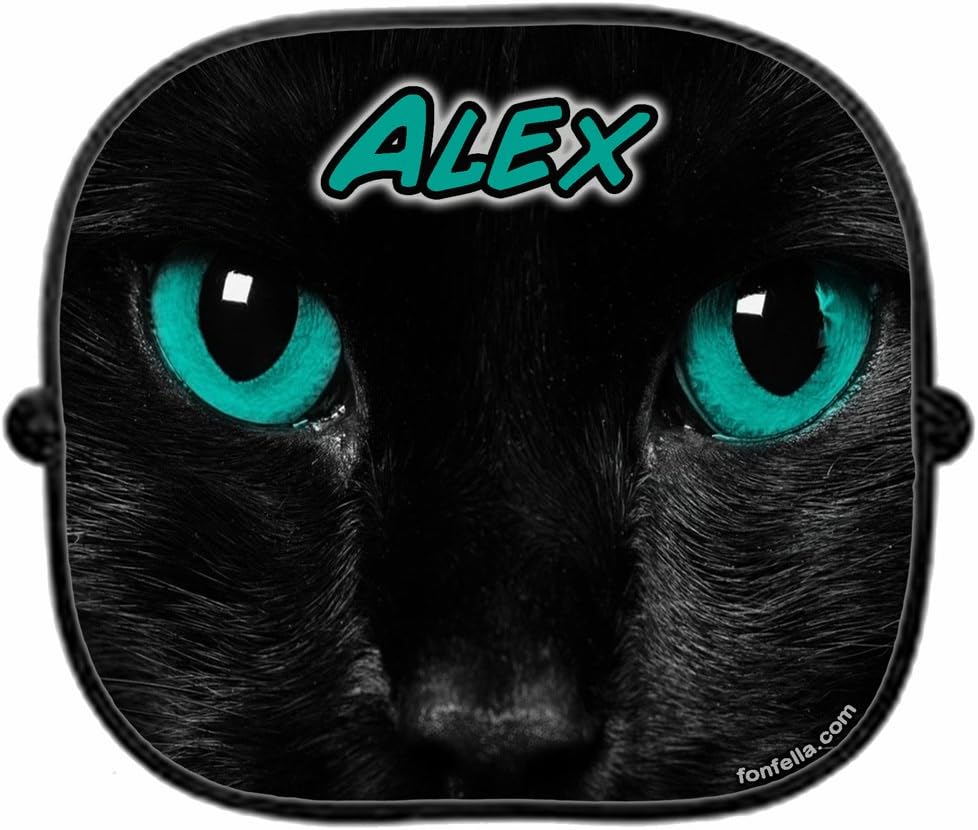 PERSONALISED CATS EYES CAR Car Sunshade x 1 - New Animal Custom Collapsible Kid Baby Child Visor Window Your Name UV Screen Car Sunshades Present
