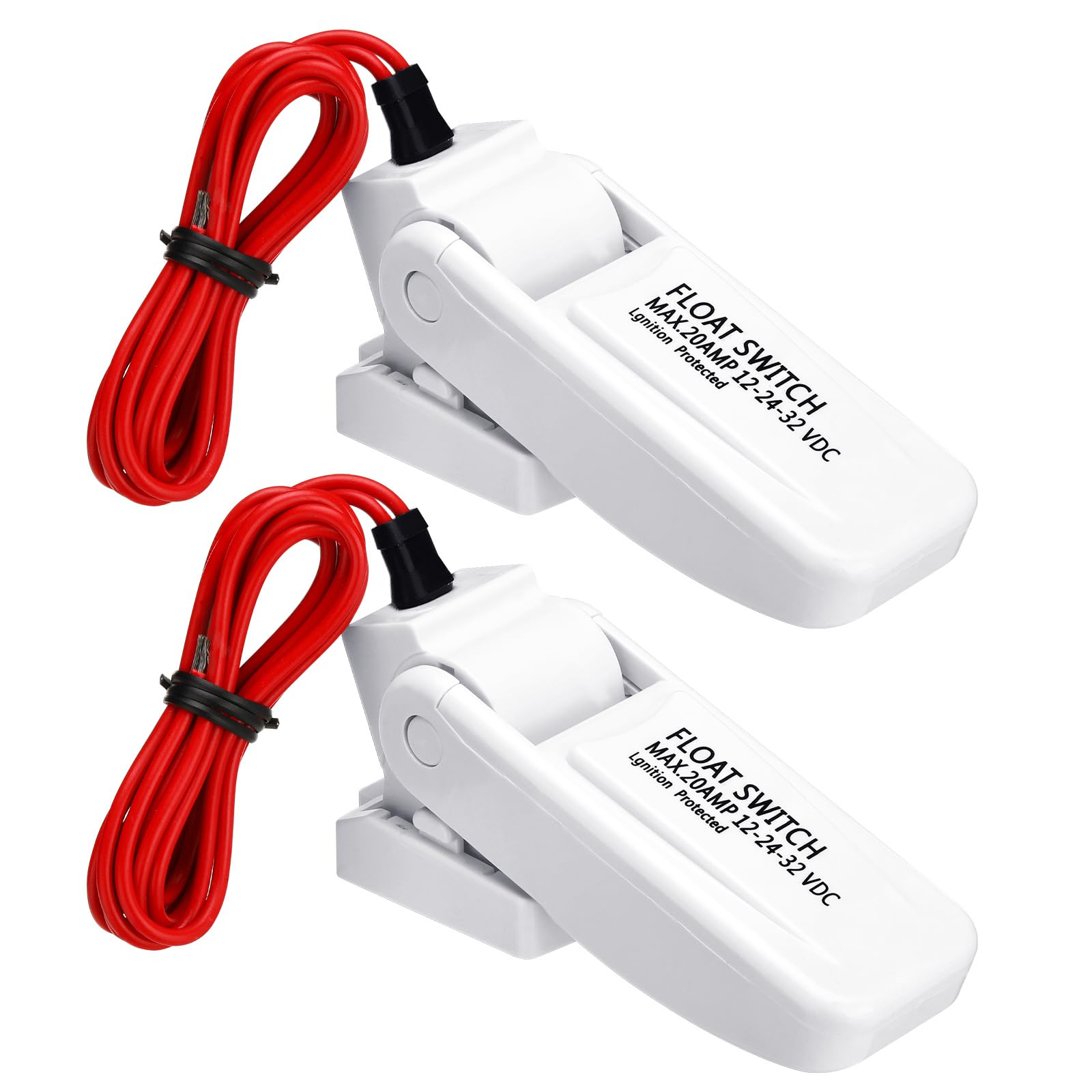 Photo 1 of Landhoow 2 Pcs Automatic Boat Bilge Pump Float Switch, 12v 24v 32v Bilge Float Switch Moisture Tight Seals for Automatic Electric Water Pump Accessories Ignition Protected (White)