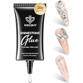 Modelones 4-in-1 Rhinestone Glue, Super Strong for Press On Nails | Gems Charms &amp; Rhinestones, No Wipe Nail Art Glue, 30g Cured Needed
