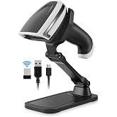 1D 2D Barcode Scanner, Handheld Barcode Reader Bluetooth QR Code Scanner with Stand 3 in 1 Bluetooth &amp; 2.4G Wireless &amp; USB Wired Connection PDF417 Data Matrix Automatic Bar Code Scanners