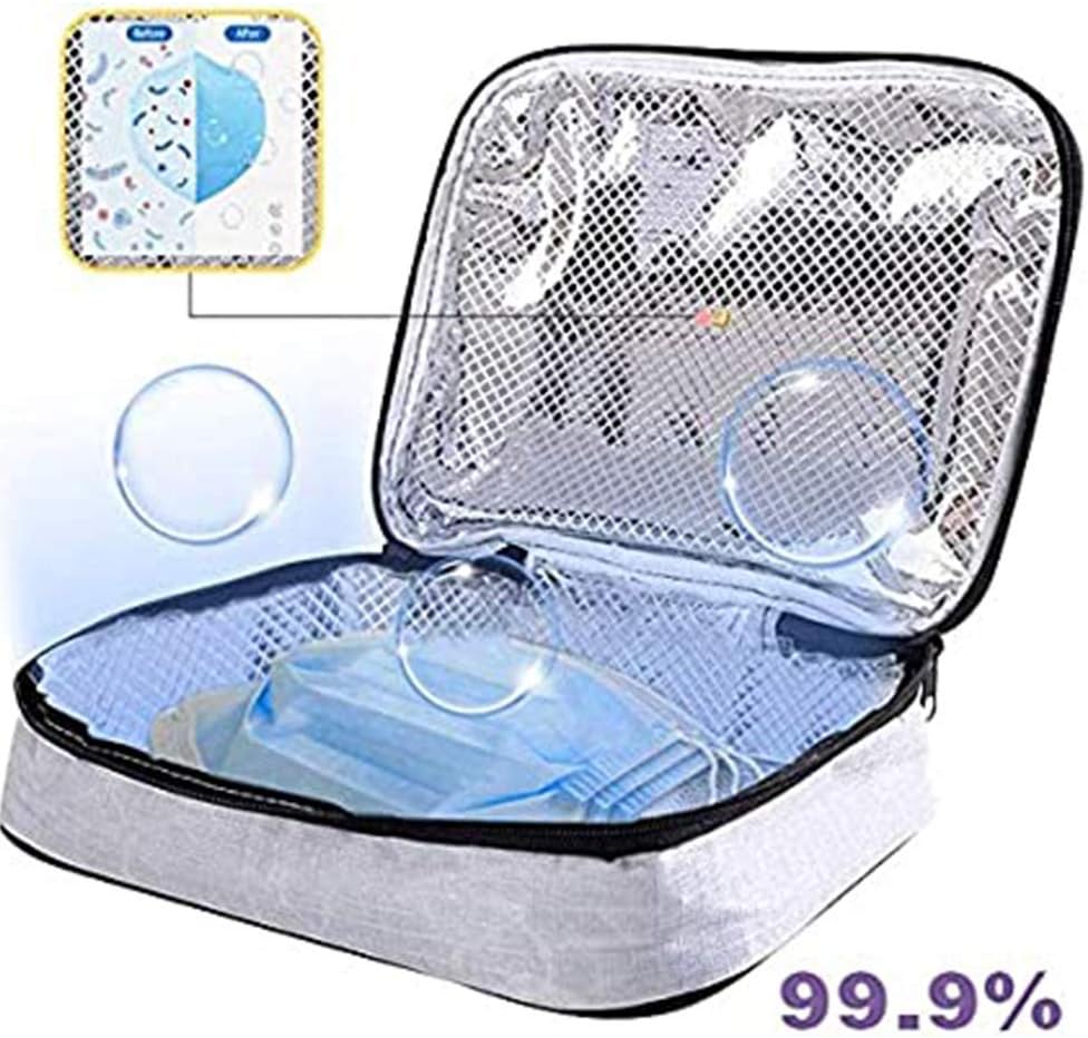 KACOOL UV Sanitizer Box for Masks -Portable USB Rechargeable LED UV Disinfection Bag, Kills 99.9% of Harmful Substance in 10min, for Baby Bottle/Toothbrush/Beauty Tools/Underwear Sterilization Blue