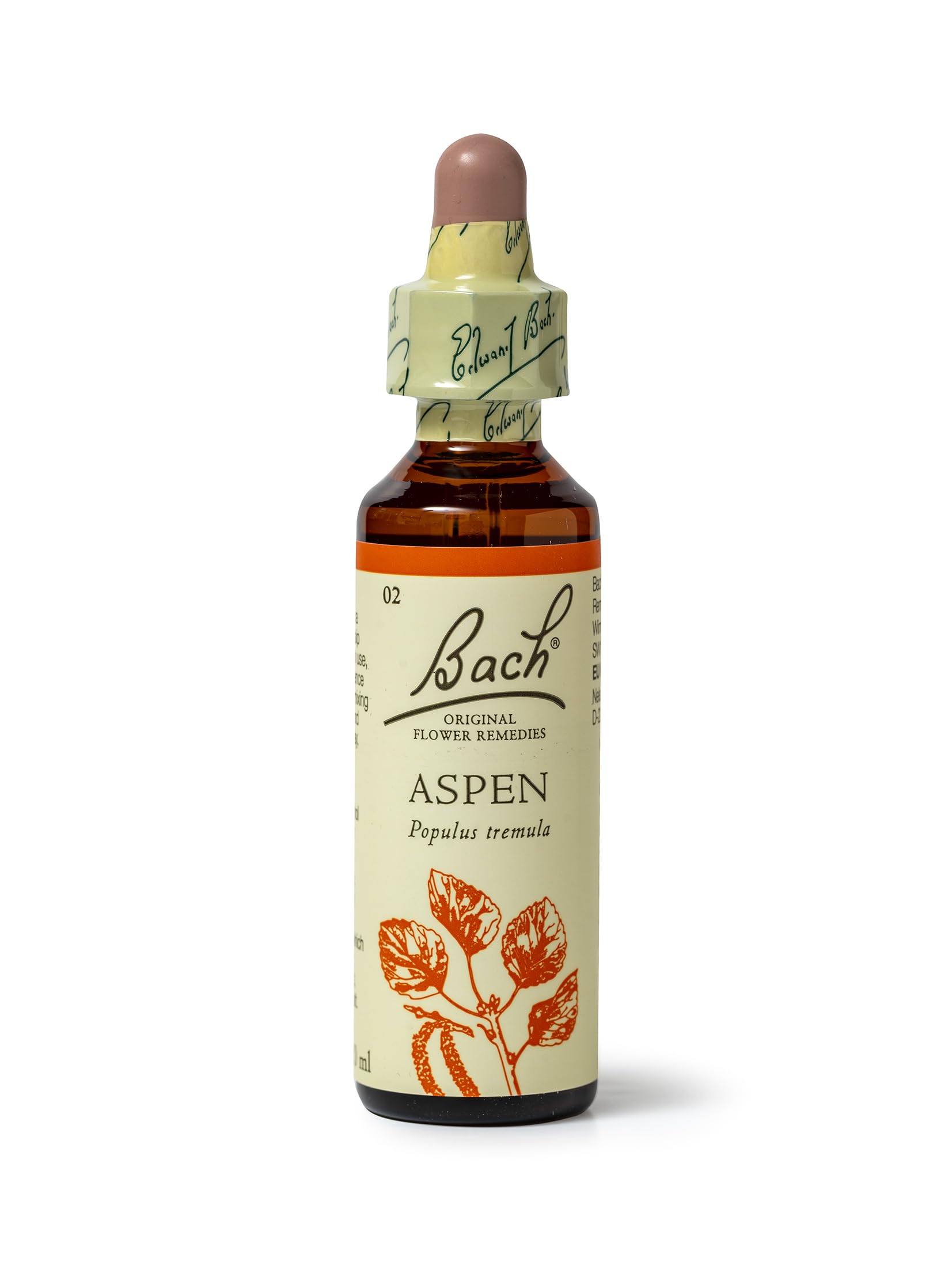 Bach Original Flower Remedies Aspen, Face Your Fears, Feel Secure, Emotional Wellness, Natural Flower Essence, 20ml