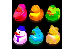 Jofan 6 Pack Light Up Ducks Bath Toys for Kids Toddlers Boys Girls Christmas Stocking Stuffers Party Favors Gifts