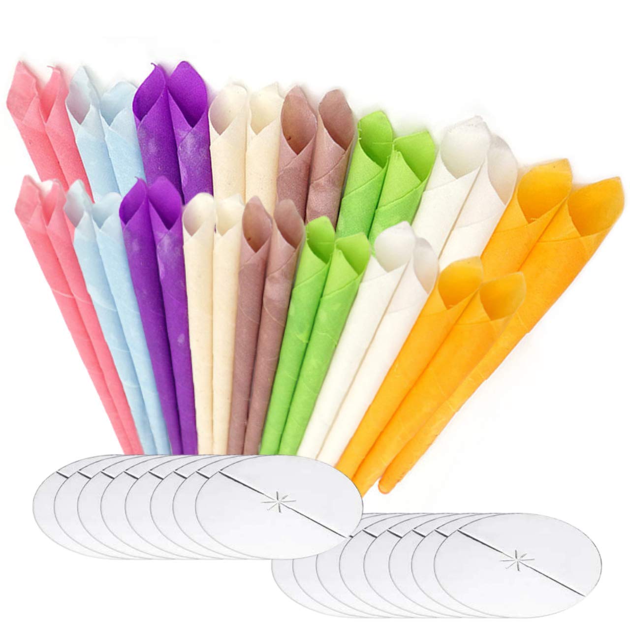 Organic Hopi Ear Candles for Blocked Ears - All Natural Ear Wax Remover - GLAMZA 100% Natural Beeswax Candle - 32pcs (16 Pairs) with 16 Protective Disc Cones for Safe & Effective Ear Candling