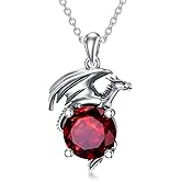 PYTALI Dragon Necklace for Women/Men Sterling Silver Necklace with Birthstone Gift for Women/Men