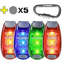 STURME LED Safety Light Strobe Lights for Daytime Running Walking Bicycle Bike Kids Child Woman Dog Pet Runner Best Flashing Warning Clip on Small Reflective Set Flash Walk Night (Green Blue Redx2)
