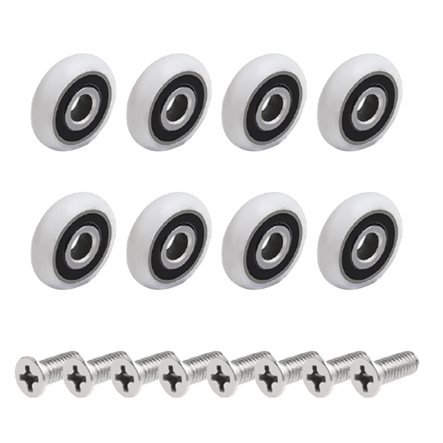 YUANQIAN 8 Shower Door Rollers, 25 mm, Plastic, M5 Screw