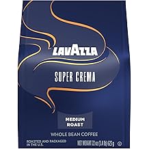 Lavazza Super Crema Whole Bean Coffee, Medium Espresso Roast, Arabica and Robusta Blend, 22 oz Bag