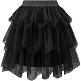 Bridesmay Tulle Skirt for Women, Adults Elastic Waist Puffy Knee Length Tutu Skirts, Girls Ballet Costume Fluffy Tutus