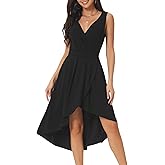 Seta T Women's Summer Dresses Sleeveless Tank Sundress Wrap V Neck Pleated High Low Hem Midi Dress with Pockets