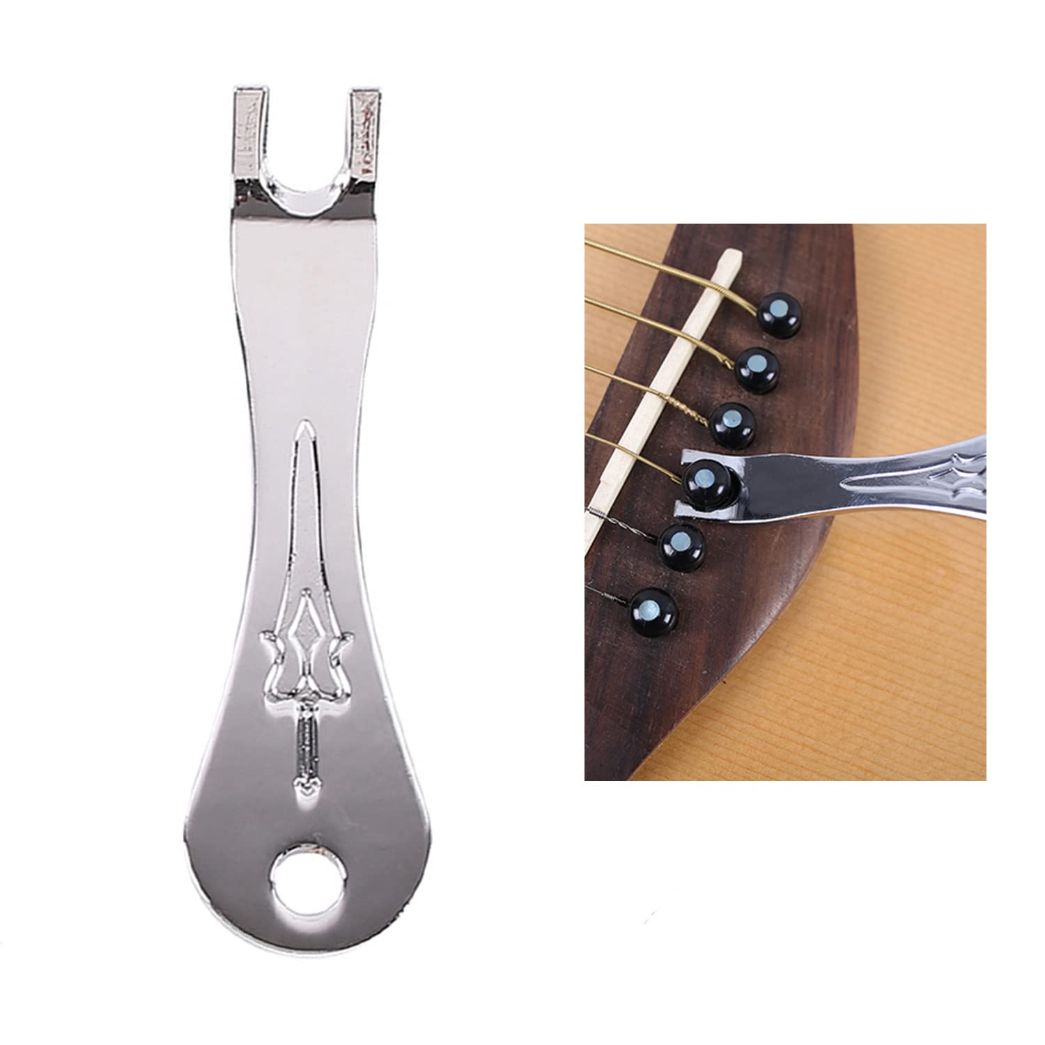 Guitar String Peg Puller, Bridge Pin Puller, Acoustic Guitar Bridge Pins Puller Peg Remover - Multifunction Guitar Peg Puller Bridge Pin Remover Extractor Removal Metal Handy Tool Kit Accessories