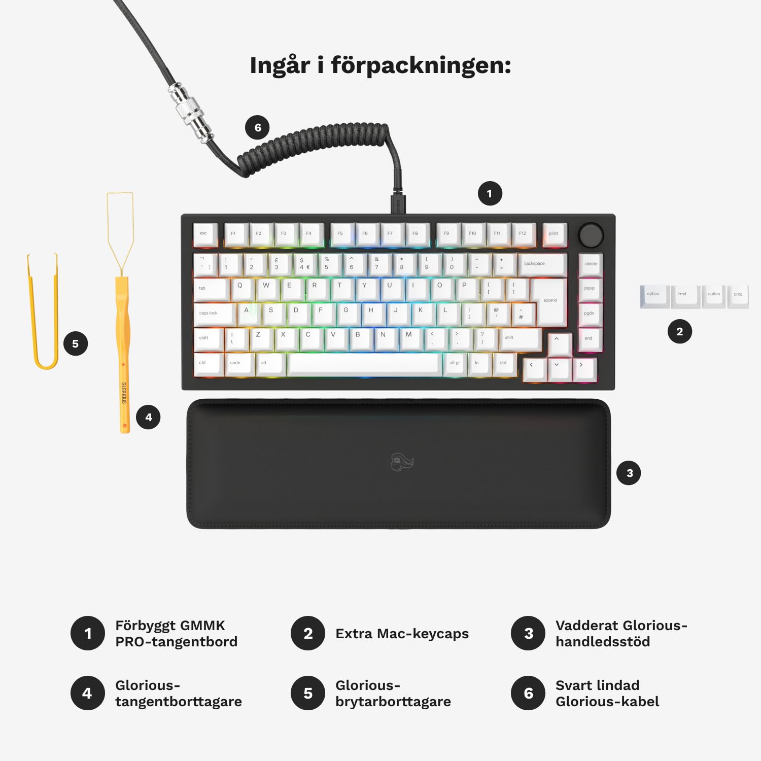 GLORIOUS Gaming GMMK PRO 75% - Modulares mechanisches Gaming-Keyboard, TKL, Grundgerüst 1,5 kg, voll anpassbar, Spiralkabel, Handgelenkablage, PBT-Tastenkappen - Deutsche QWERTZ-Belegung - Weiß 7