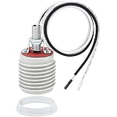 RTNLIT Ceramic E26 Light Socket, Aluminum Shade Ring, 19.6" Lead (1-Pack) | Standard Medium Threaded Screw-in Lamp Holder, 19.6" Pre-wired Lead, Replacement Porcelain Socket for LED Halogen CFL Bulbs