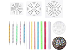 Lazycloud Mandala Dotting Stencil Tools Rock Painting Kit Stylus Dotting Tools Include Stencil, Paint Tray (17 Pack)
