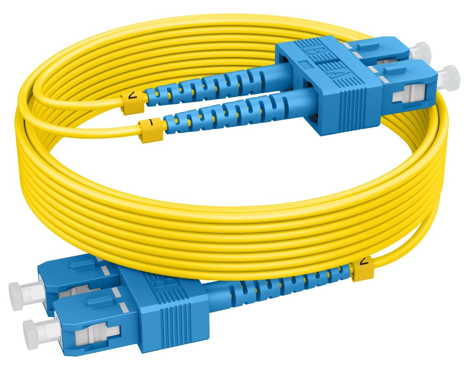 RamboCables 20ft(7m) OS2 SC to SC Single Mode Fiber Patch Cables, Options 1ft~200ft, Fiber Optical Cable 10G SMF LSZH Duplex 9/125μm OD 2.0mm