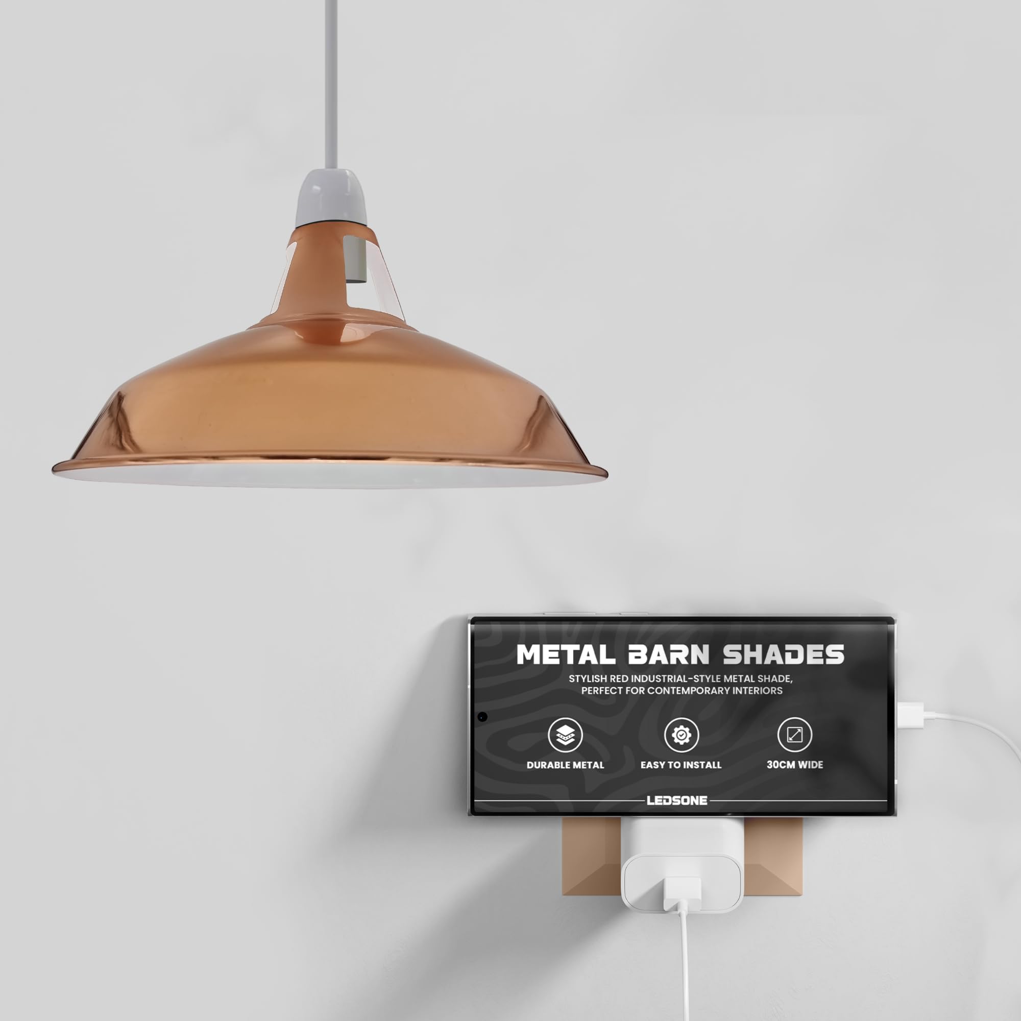 LEDSone Retro Metal-Lamp Shades Living Room Ceiling Light Barn Shaped 30cm Easy fit Lampshades only for Pendant Lamp for Kitchen Living Room — image 1