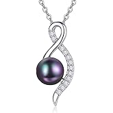 AENEAS Valentines Day Gifts for Women Infinity Black Pearl Necklaces for Women S925 Sterling Silver Black Pearl Pendant Necklace Infinity Jewelry Anniversary Birthday Gift for Wife Mom Her