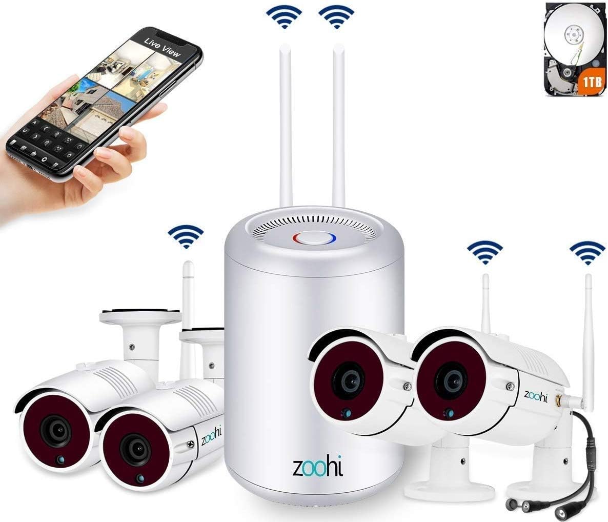 [2020 Más Reciente] Zoohi Kit Cámaras de Vigilancia