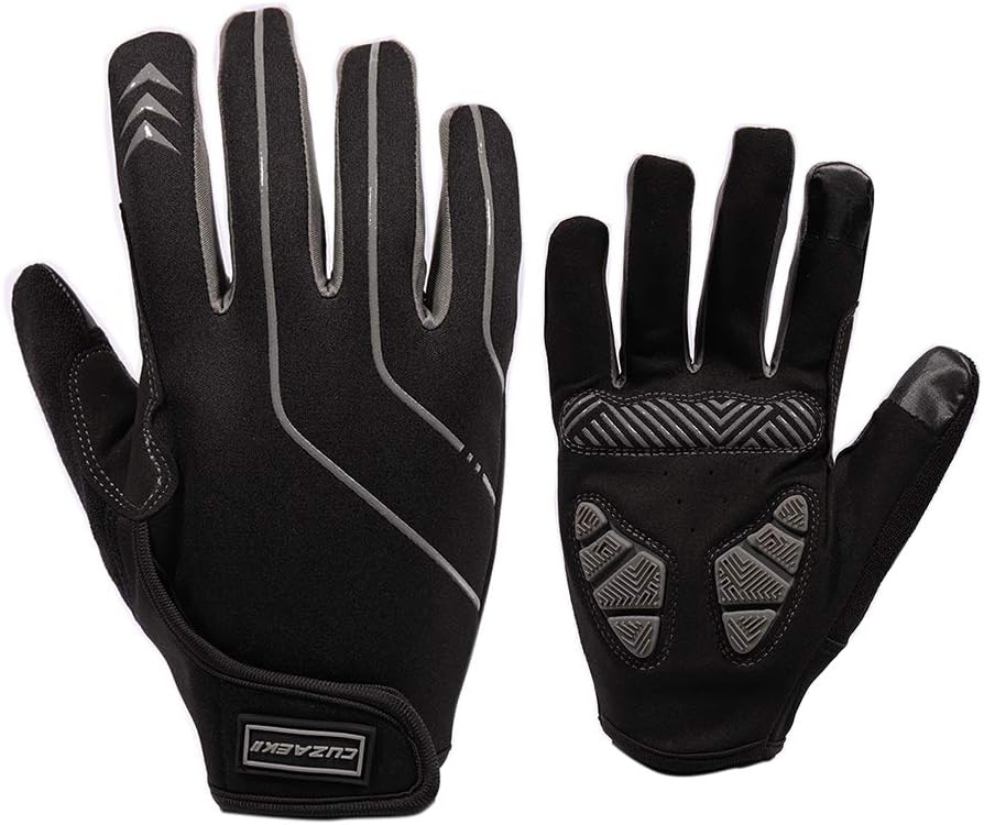 Cuzaekii Men's Winter Thermal Full Finger Cycling Gloves