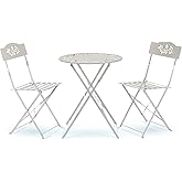 Alpine Corporation Indoor/Outdoor 3-Piece Bistro Set Folding Table and Chairs Patio Seating, White