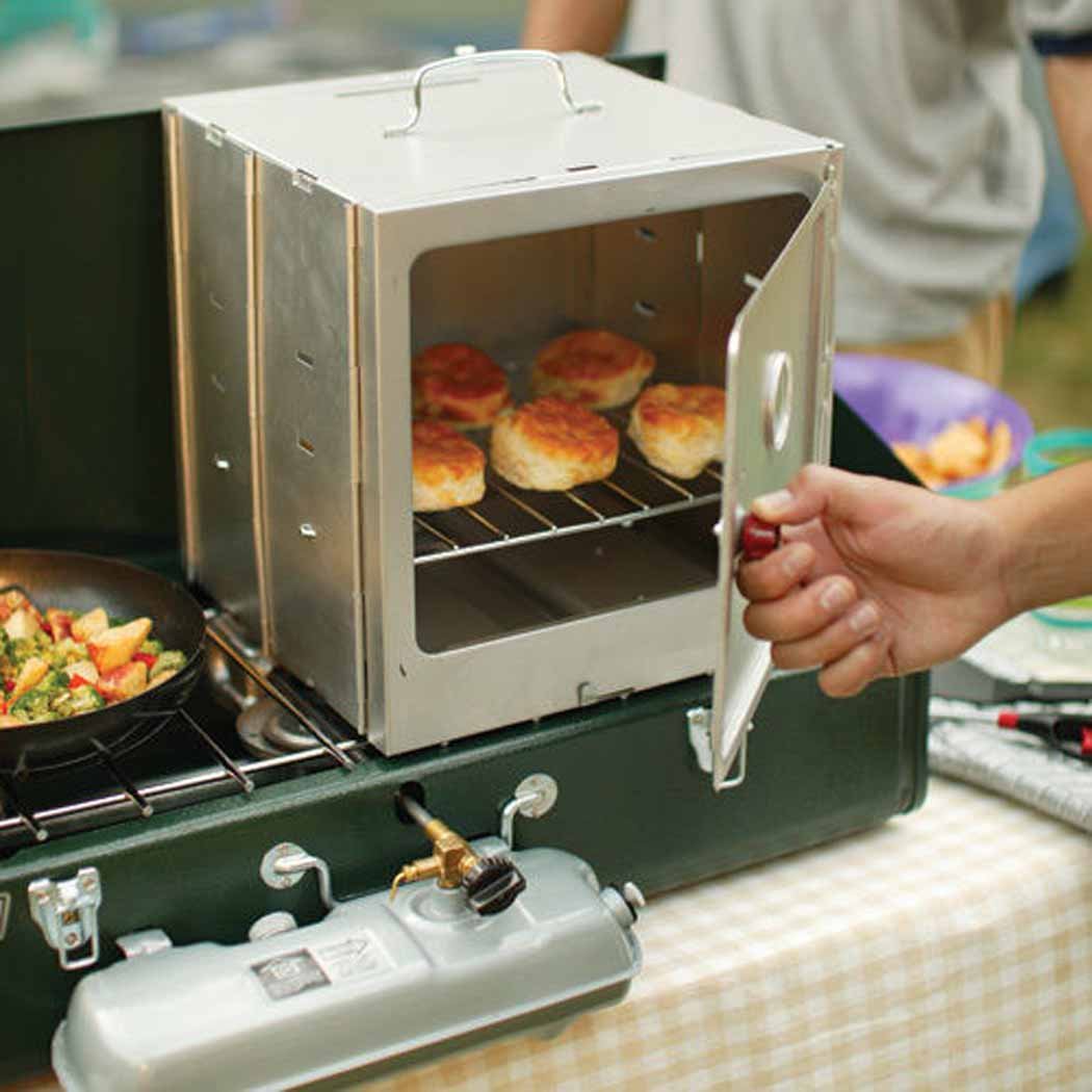 COLEMAN Portable Camping Oven Kitchen Enclosed w/ Adjustable Rack Make Muffins Camp Hiking Trip