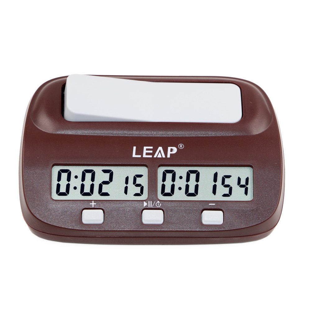 T Tocas Professional Chess Clock with Count-down, Alarm, Bonus, Delay, Setting Times Multi-Function for Kids to Adults, Board Game Clock, Digital Chess Timer Portable, Brown