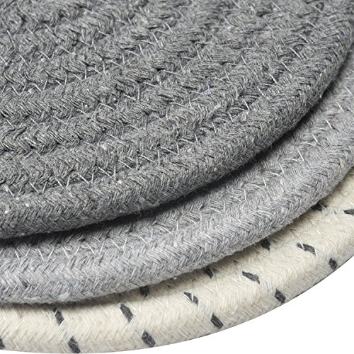 Potholders Set Trivets Set 100% Pure Cotton Thread Weave Hot Pot Holders Set (Set of 3) Stylish Coasters, Hot Pads, Hot Mats,Spoon Rest For Cooking and Baking by Diameter 7 Inches (Gray) - Thumbnail 5