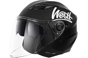Westt Helmets for Adults– Open Face Helmet with Dual Sun Visor– Motorcycle Helmet for Men and Women DOT Approved Scooter Motorbike Street Jet Series Black White White