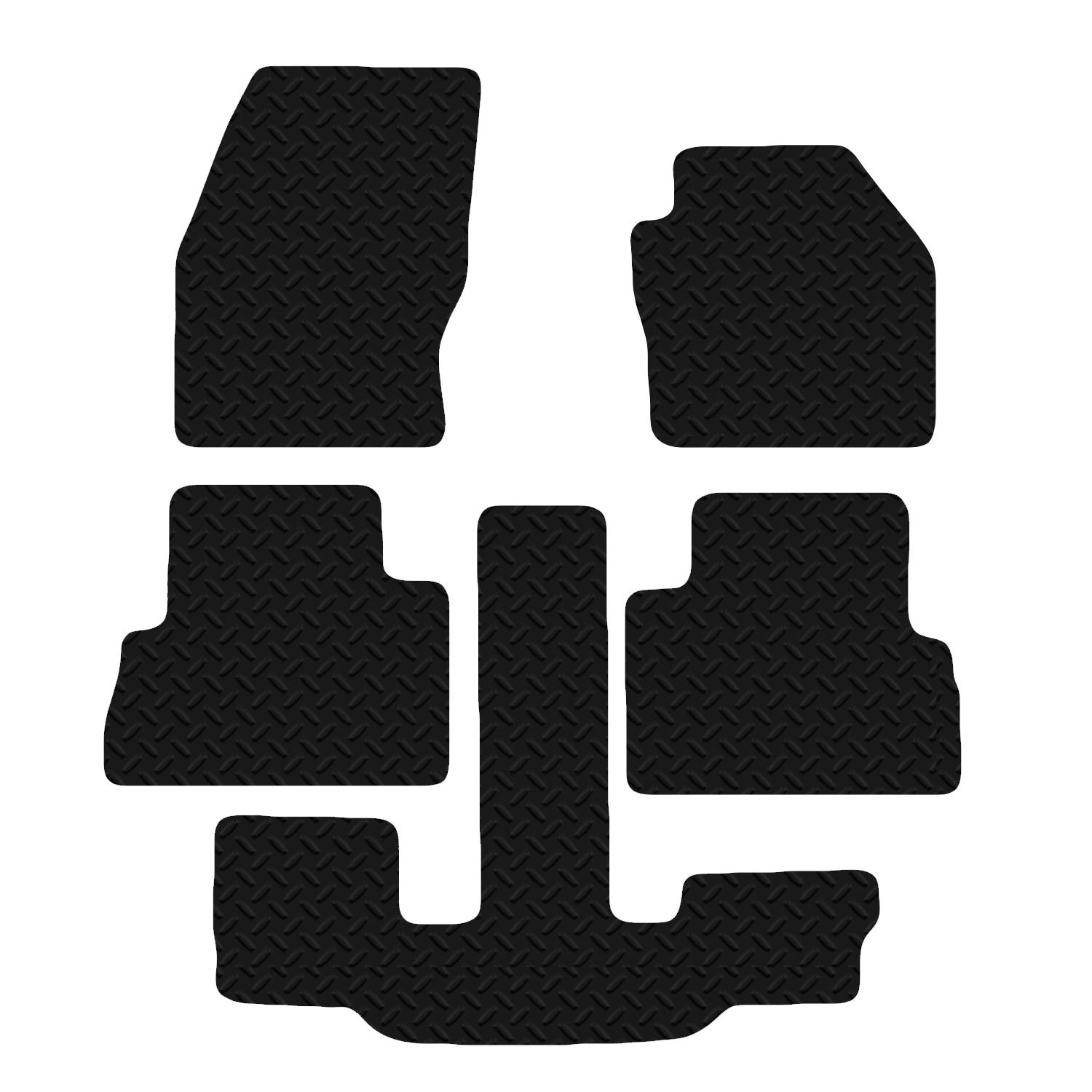 Carsio Car Mats For Ford C-Max Grand 2013-2016 3mm 5pc Set Tailored Fit Rubber Floor Mat Complete Accessory Black Custom Fitted - Anti-Slip Backing, Heavy Duty & Waterproof