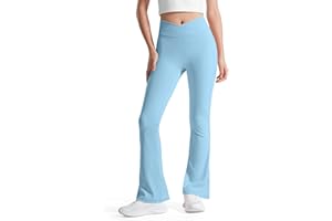 BOOPH Girls Flare Leggings with Pockets Cross-Waist High Waisted Yoga Pants Bell Bottoms Athletic Pants
