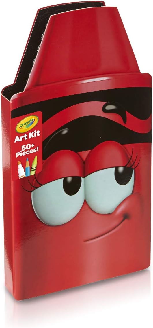 Crayola Tip 50 Piece Art Kit, Scarlet Art Gift for Kids 5 & Up, Includes Crayons, Pip-Squeaks Markers, Colored Pencils, Paper Sheets & Dual-Purpose Sharpener In Crayola Tip Character Travel Case: Toys & Games