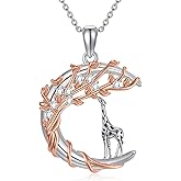 SELKAT Giraffe Necklace 925 Sterling Silver Giraffe Pendant Tree of Life Necklace for Women Birthday Mothers Day Jewelry Gifts for Mom