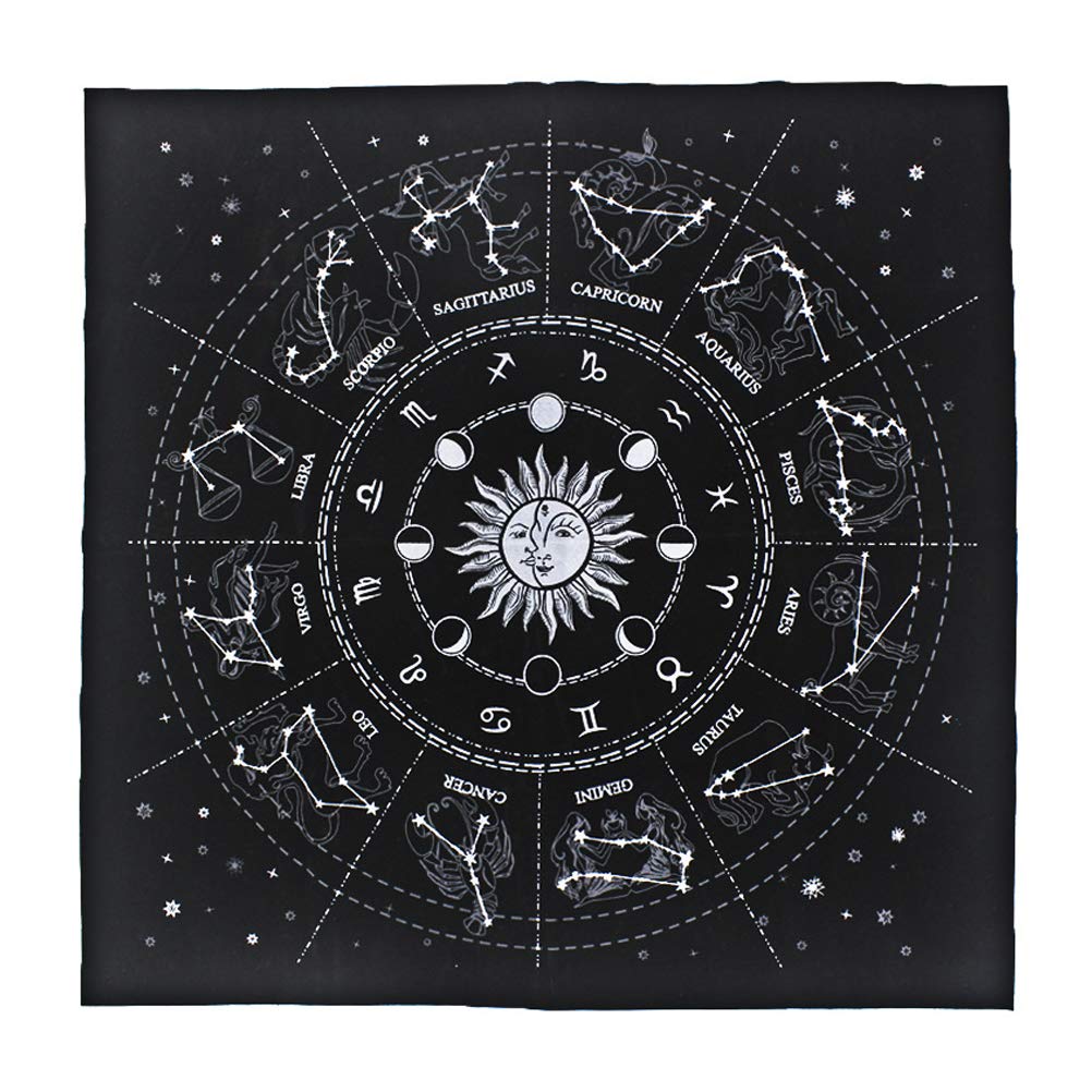 Macabolo Tarot tablecloth, soft flannel tablecloth, astrology, tarot divination card, tablecloth for tarot enthusiasts, daily household use, 50 x 50 cm
