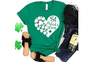 YMOSHOE St. Patrick's Day Shirt Women Funny Buffalo Plaid Leopard Shamrock Printed Clover T-Shirt Graphic Tee