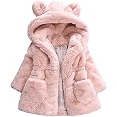 Mallimoda Girls Winter Warm Coats Ear Hooded Faux Fur Fleece Jacket
