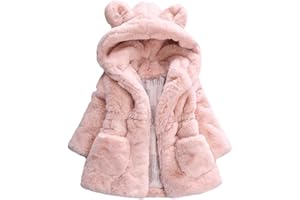Mallimoda Girls Winter Warm Coats Ear Hooded Faux Fur Fleece Jacket
